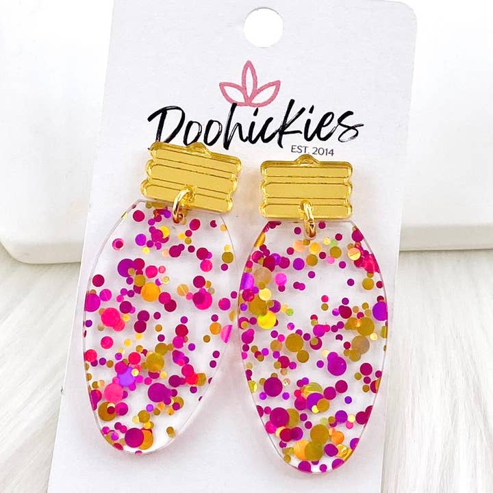 5 cm konfetti-lys - juleøreringe i akryl for engroshandel hos Doohickies