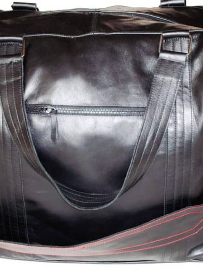 Black Italian Soft Leather Oversized Holdall for wholesale by Impromptu Musé