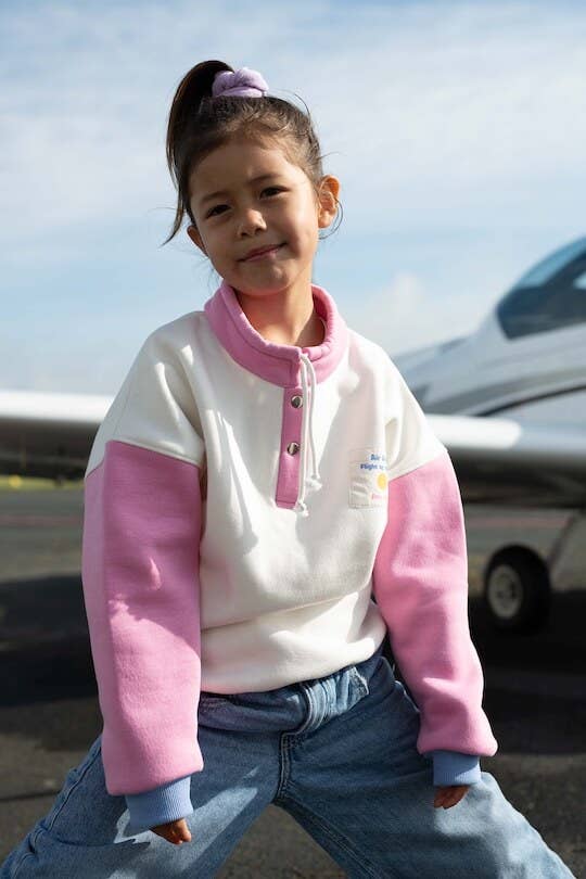 Ayuna - Wholesale Sweatshirt - Kids - Children's Cotton Sweatshirt Pink and White - Retro 90's