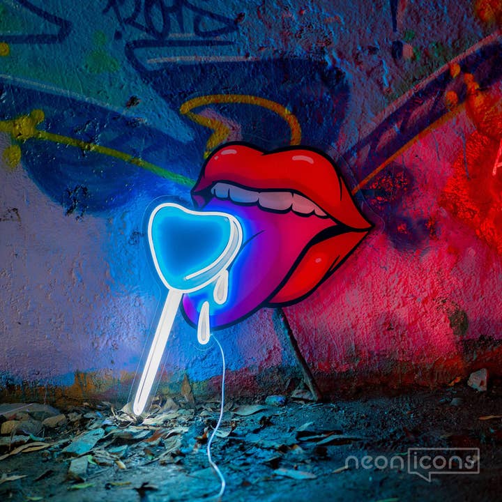 Opera d'arte al neon x acrilico «Taste of Love» per la vendita all'ingrosso da parte di Neon Icons