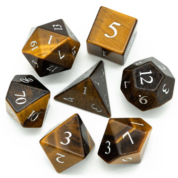 Geek Therapeutics - Wholesale Dice - Tiger's Eye Gemstone Dice Set