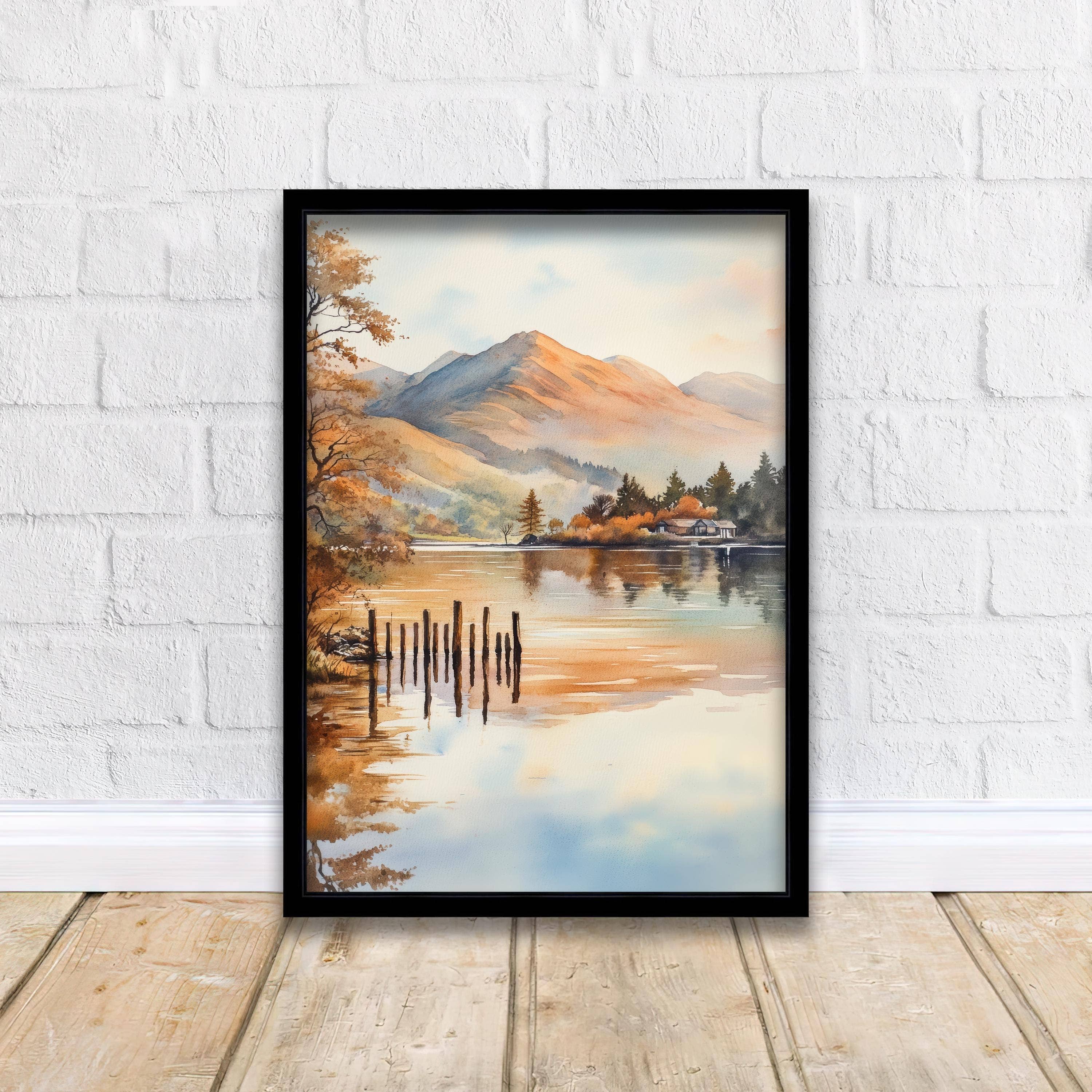 InkNPrintz – wholesale Art print – Derwentwater Lake District Watercolor Painting Lake District Landscape Art Derwentwater Poster UK Nature Art Watercolor Lake Painting Scenic