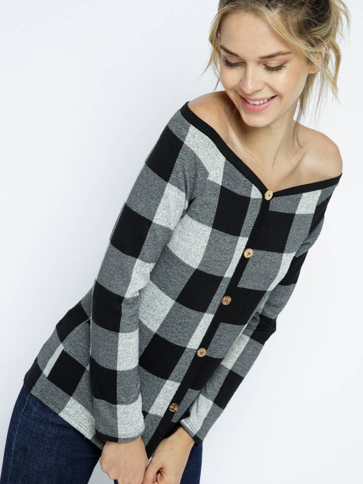 HAUT À CARREAUX DOUX COEUR pour la vente par Twenty Second