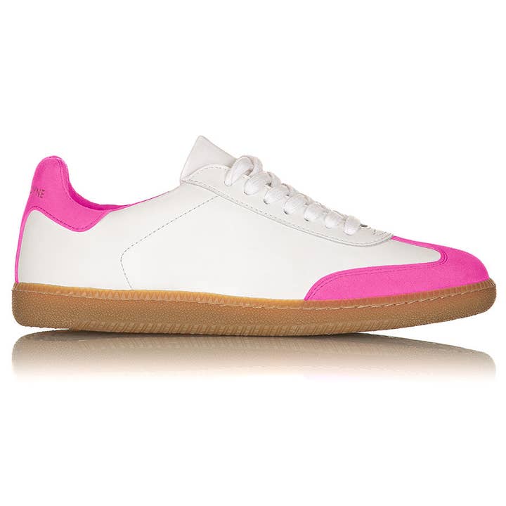 Sporty Trainer - White/Neon Pink Suede for wholesale by Nicki Hoyne