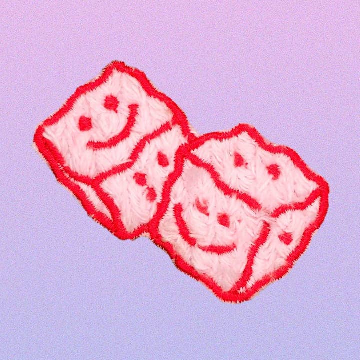 Fuzzy Dice Patch Sew-on for wholesale by The Space Bureau