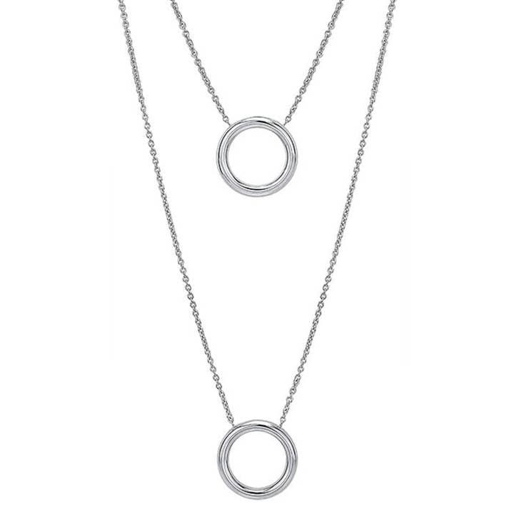Double Circle Drop Layered Necklace for wholesale by Gold & Honey