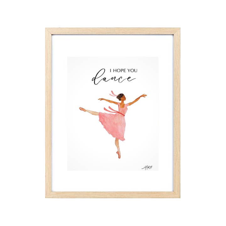 I Hope You Dance Pink Ballerina Girls Bedroom Art Print for wholesale by Generosity Co.