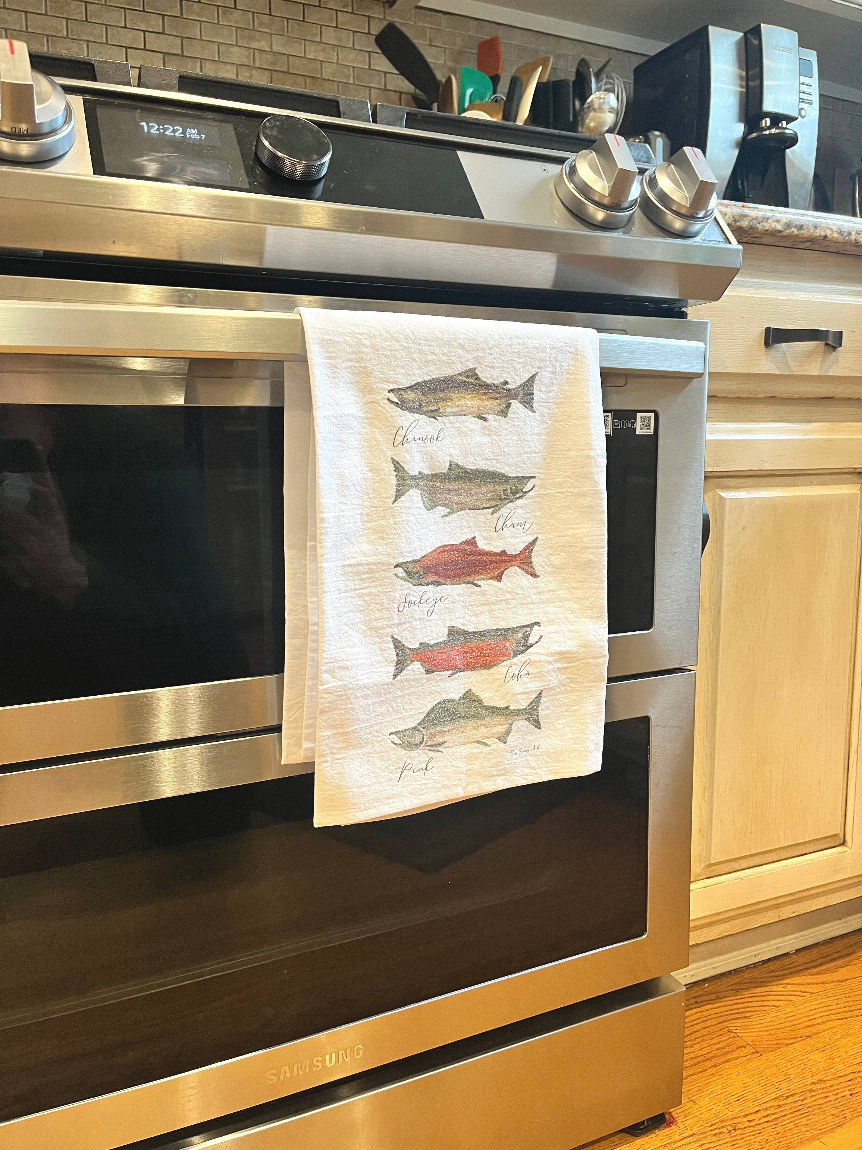Sea Spray AK - Wholesale Tea Towel - Salmon Tea Towel, Cotton, Kitchen  1