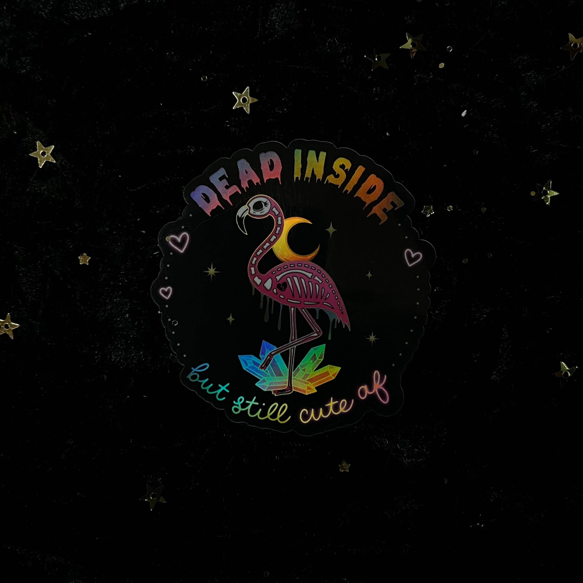 Moonstruck Crystals - Wholesale Sticker - Dood van binnen maar nog steeds schattige AF Flamingo Holo-sticker