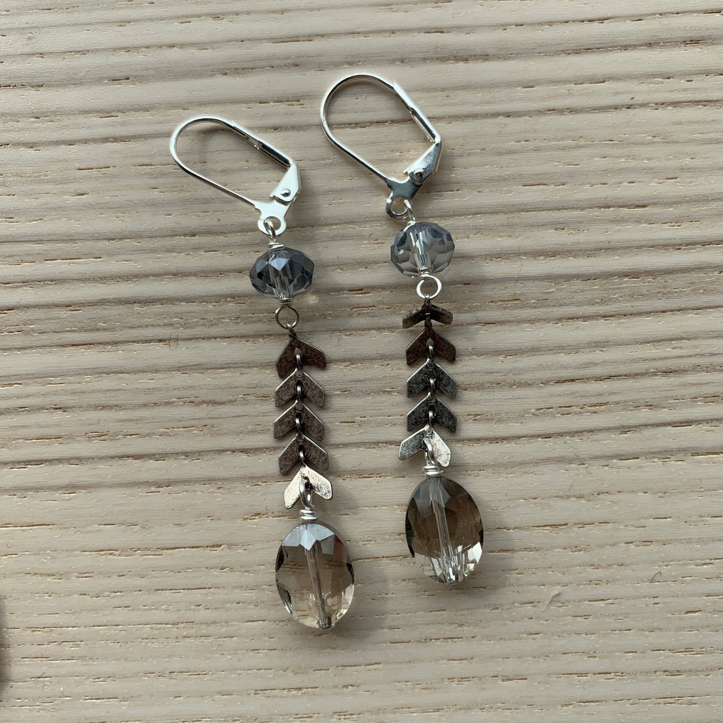 Dana Herbert - Wholesale Dangle Earrings - Silver Chevron + Gemstone Earrings1