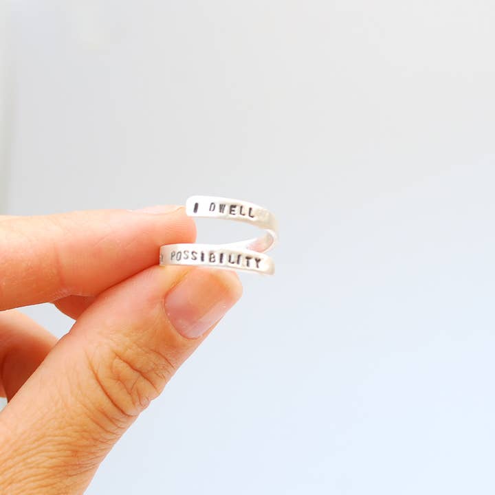 Chocolate and Steel – Anel de banda por atacado – Anel de embrulho Emily Dickinson