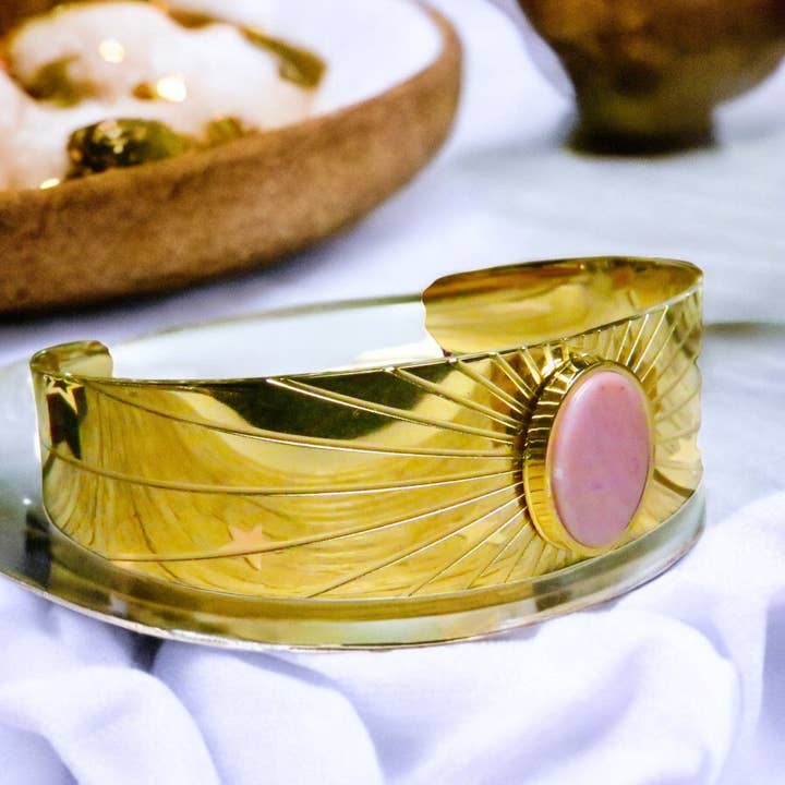 "ELODIE" adjustable steel bangle bracelet with Agate for wholesale by TOURMALYN