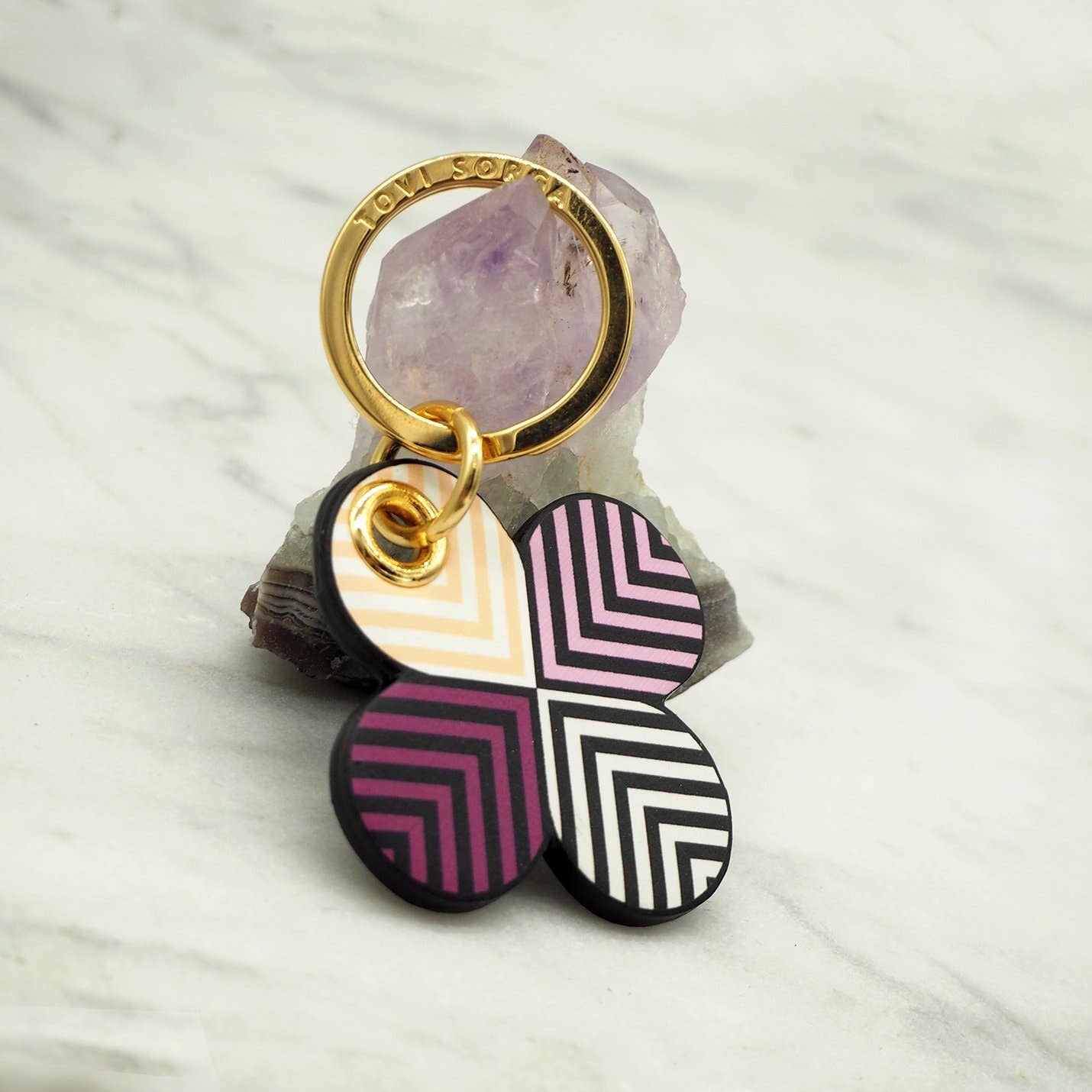 'Alkemest – wholesale Nyckelringar - Dam – Läder Nyckelring - Lucky Lila Clover1