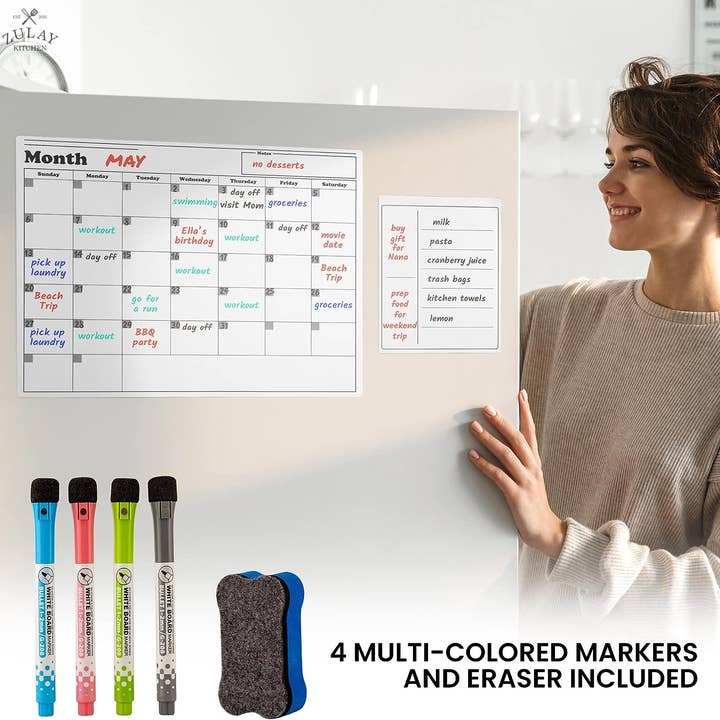 Zulay Kitchen – wholesale Whiteboard/dry-erase board – Magnetic Dry Erase Calendar Whiteboard Kit5