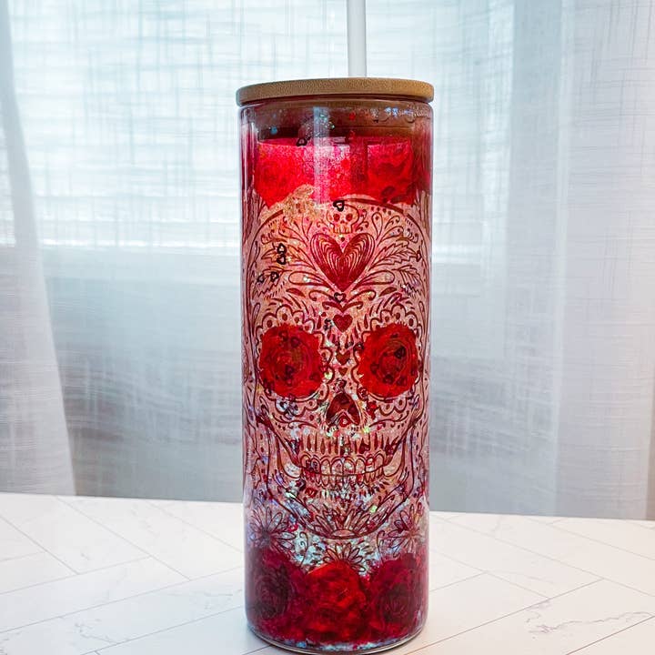 Schneekugelglas mit Rosen und Totenkopf für den Großhandel von Aura Simply Creates