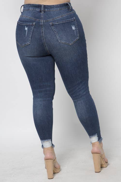 Curve Market - Vendita all'ingrosso Jeans - Donna - JEANS SKINNY CON GAMBA EFFETTO CONSUMATO TAGLIE FORTI2