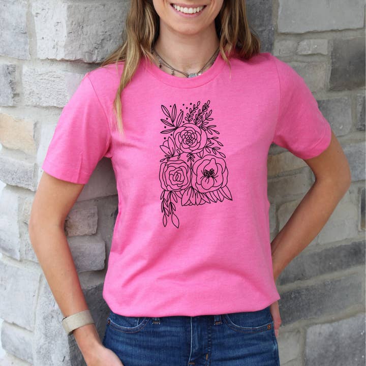 Camiseta con estampado floral del estado de Alabama para venta al por mayor de Indigo Bramble Boutique