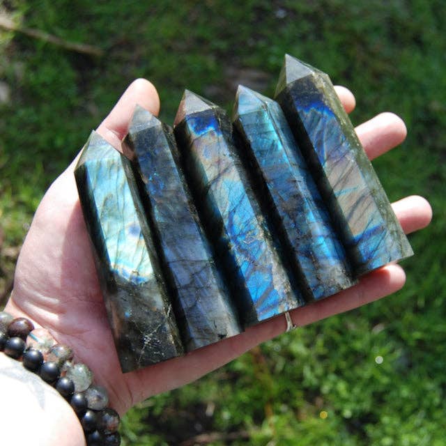 ONE Flashy Labradorite Crystal Tower for wholesale by Caspar Curiosities