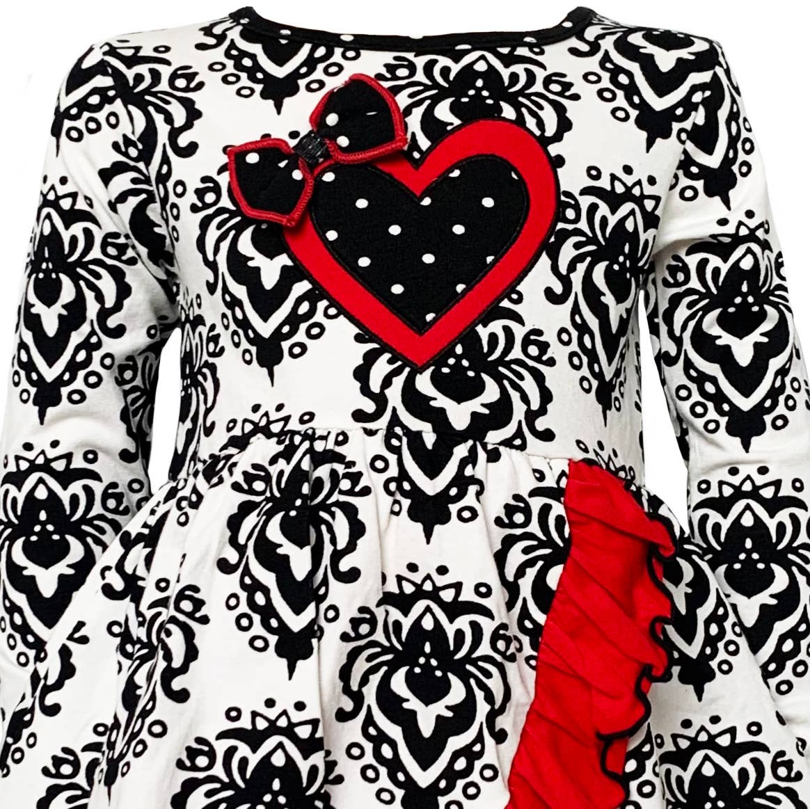 AnnLoren - Wholesale Top & Leggings Set - Kids - AnnLoren Heart Damask Valentines Day Girls Clothing Set1