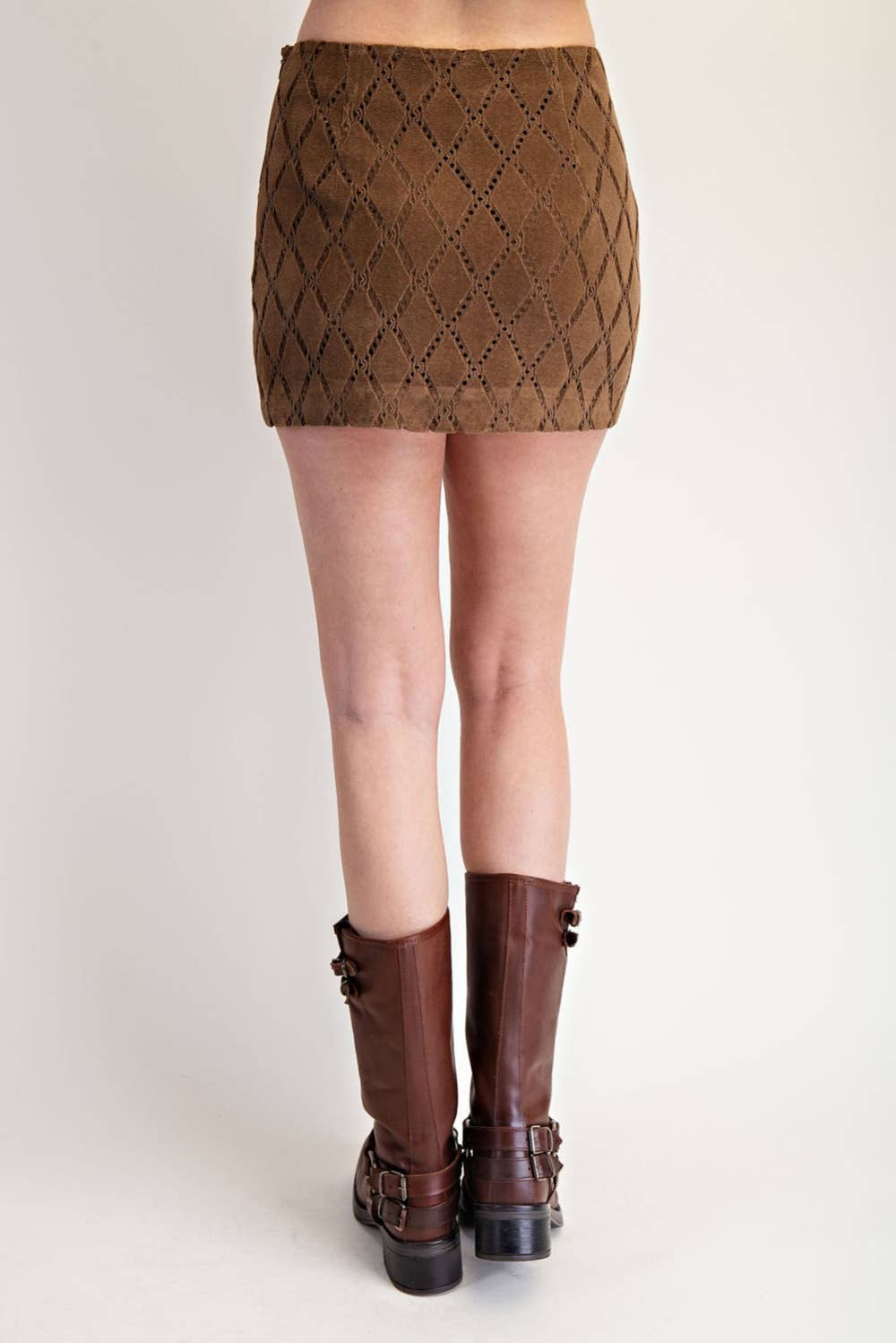 Edit by Nine - Wholesale Skirt - Women's - Patterned Faux Suede Mini Skirt2