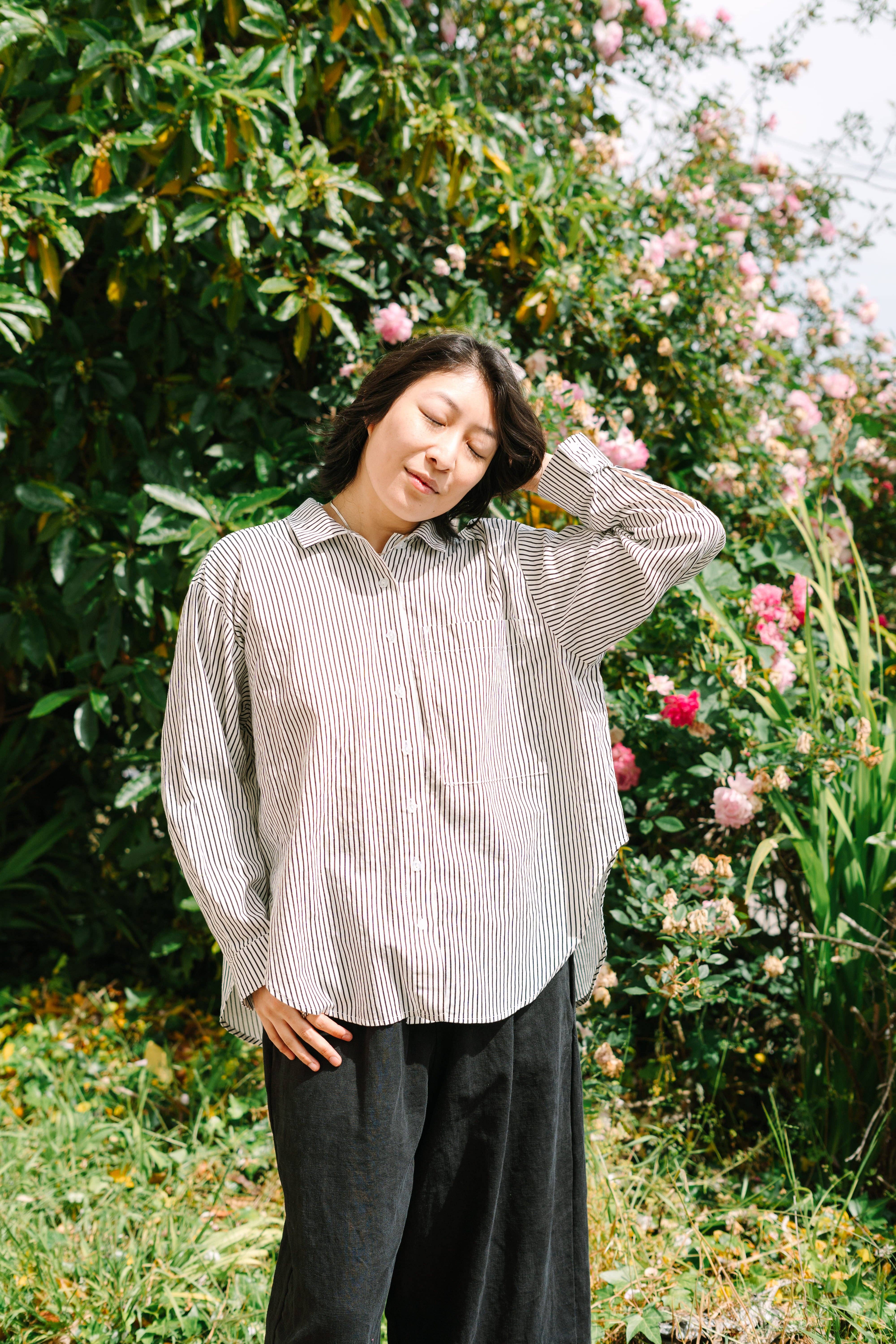 Nettle Studios - Wholesale Button Down Shirt - Unisex - Size Inclusive Plus Size Long Sleeve Button Up Striped Linen11