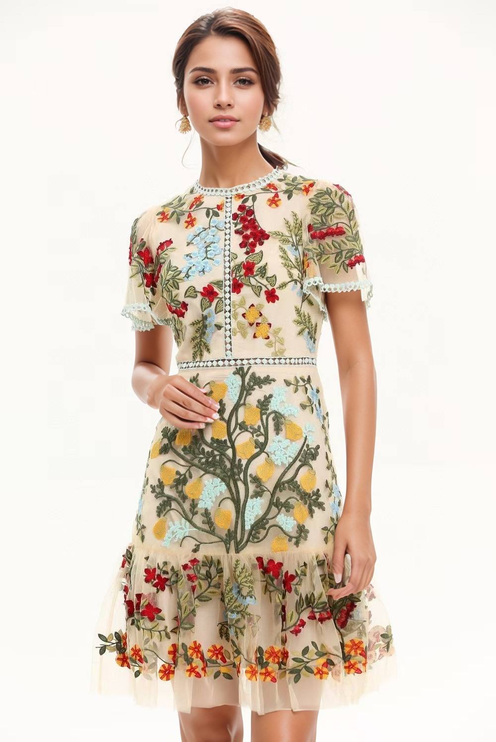 Färg som bilder DR680Y sjöjungfruklänning med broderade vattenlösliga blommor för wholesale på Faire0