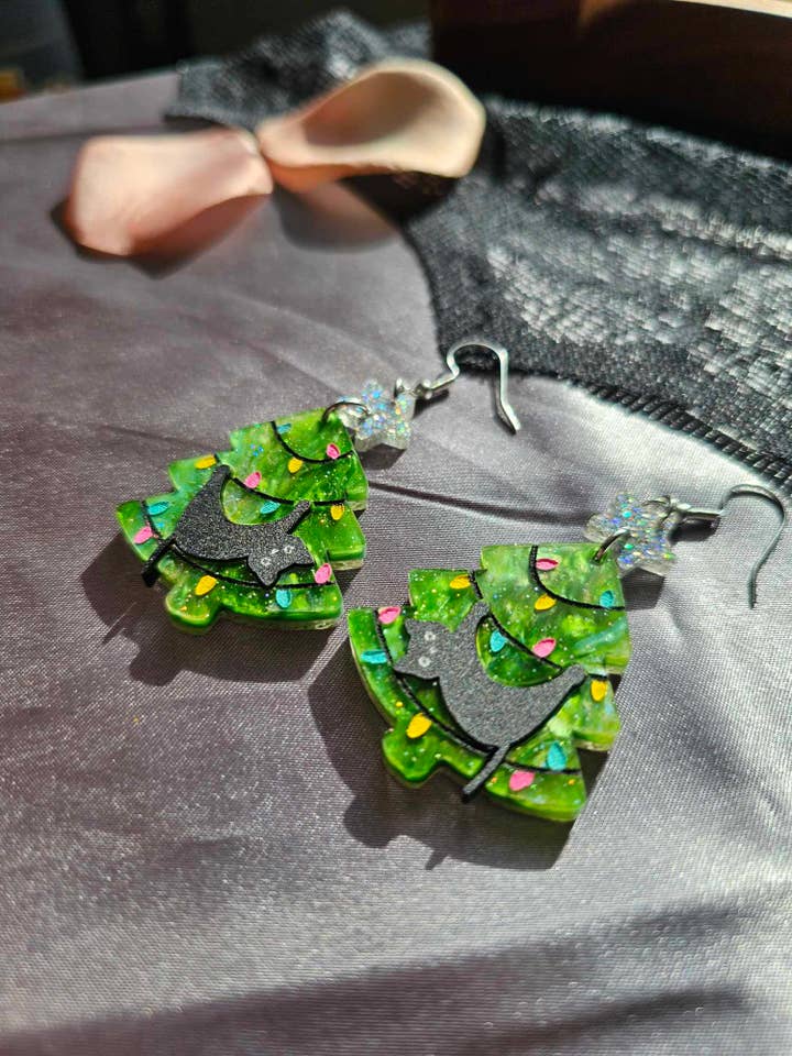 Tangled Kitten Christmas Trees GREEN for wholesale by Fallen Pine Studio