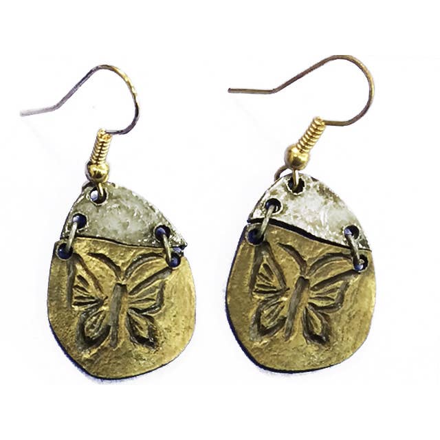 Brincos de estanho - borboleta com peças por atacado de Anju Jewelry