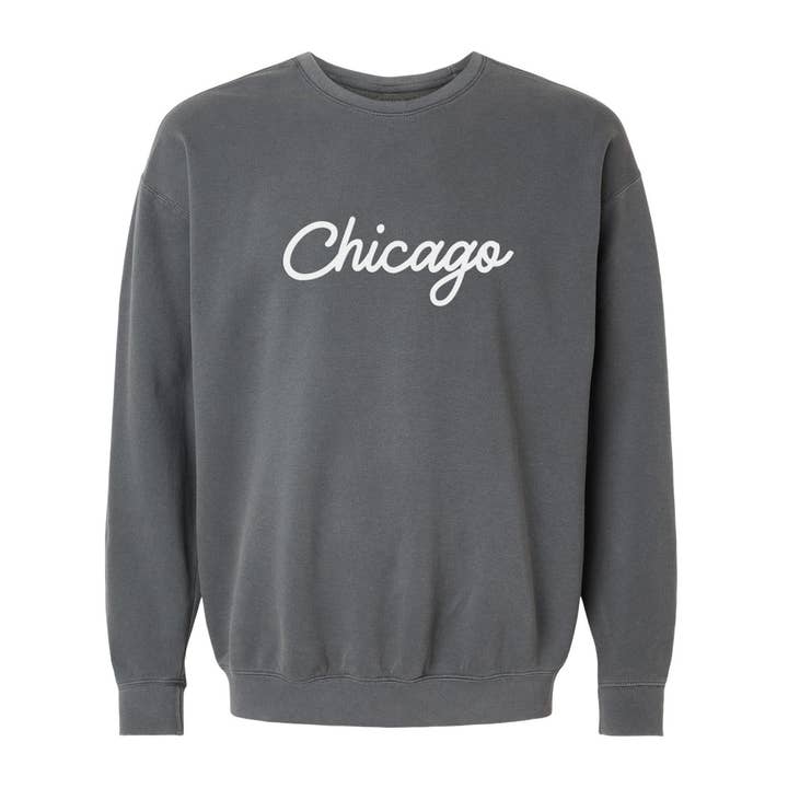 Chicago Cursive Washed Sweatshirt for wholesale by Frankie Jean