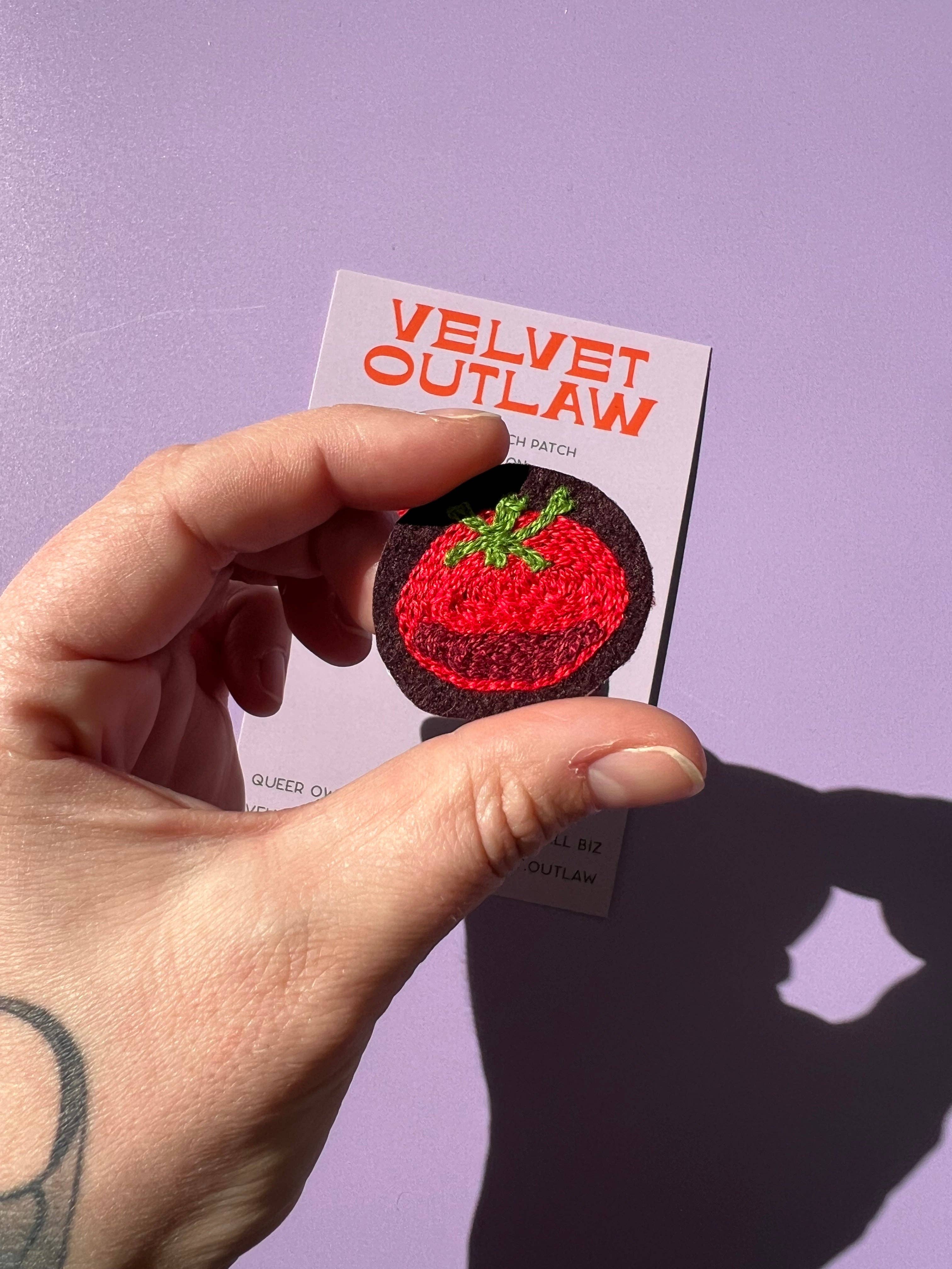 Velvet Outlaw - Wholesale Patch - Tiny Tomato Chain Stitch Iron On Patch - set of 21