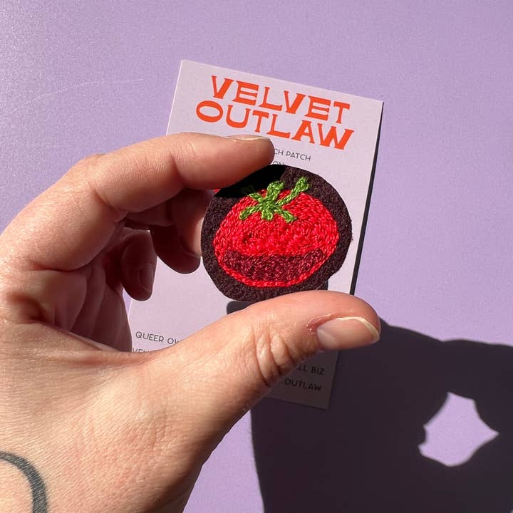 Velvet Outlaw - Wholesale Patch - Tiny Tomato Chain Stitch Iron On Patch - set of 21