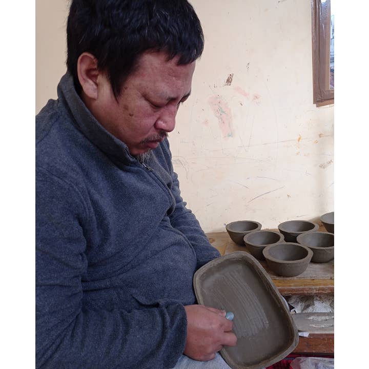 Casa Amarosa - Venta al por mayor Bandejas decorativas - Bandeja de cerámica Earthenware Clay Longpi, 9 x 6 x 1.5 pulgadas5