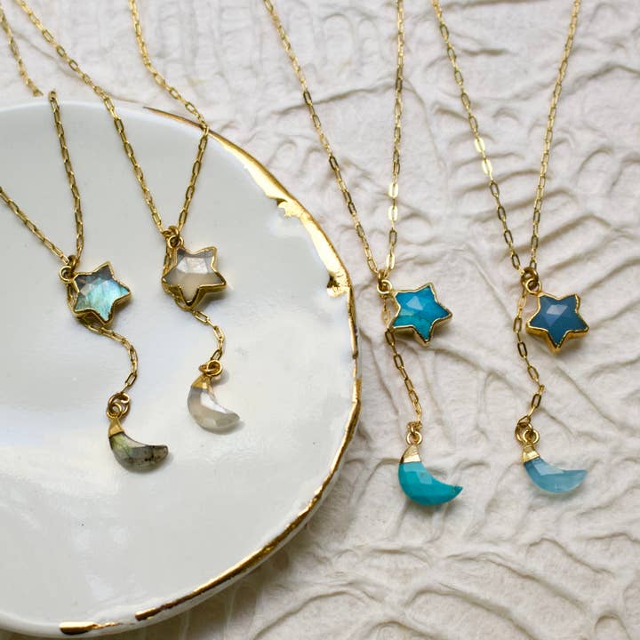 a.v. max - Wholesale Pendant/Charm Necklace - Mini Over The Moon Stone Necklace|Labradorite|Turq|Sunstone8
