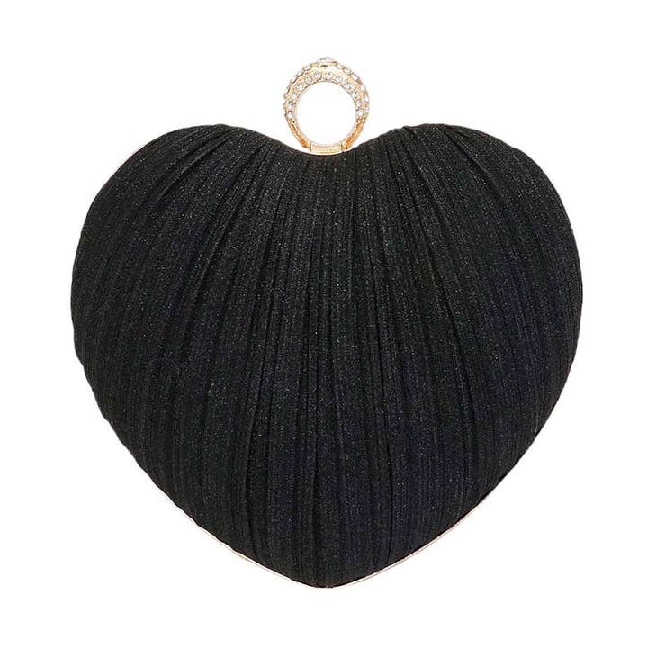 Avondtas van glinsterende stof met hartvormige vouwsluiting en schoudertas voor wholesale door Shopping2help