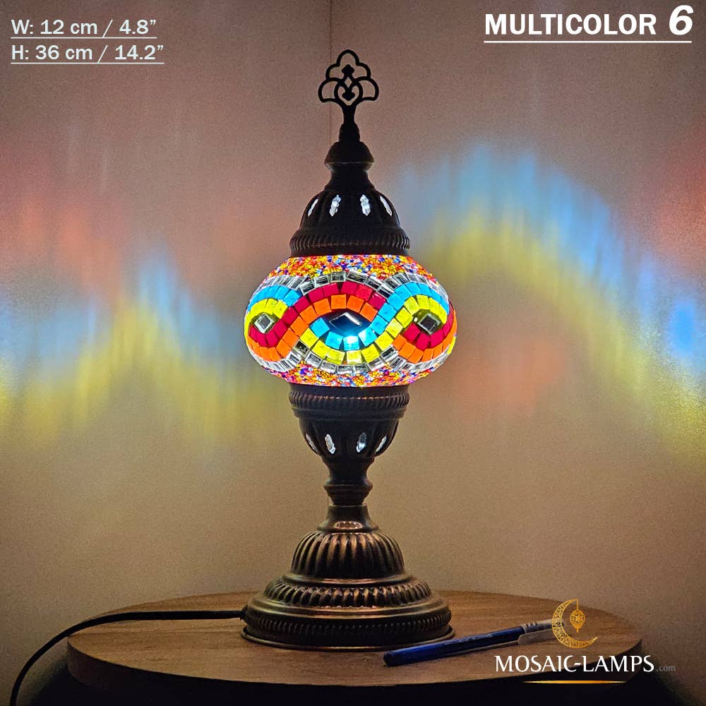 Mosaic Lamps - Vendita all'ingrosso Lampada da scrivania/d'accento - Lampada da tavolo turca a mosaico media con globo, artigianale, disponibile in 10+ colori26