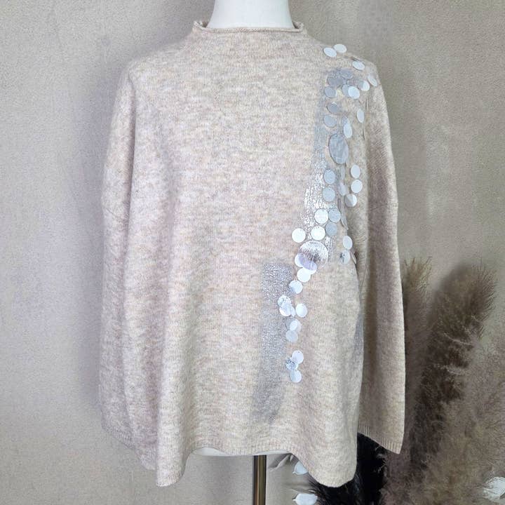 Tempest Designs - Wholesale Knit Sweater - Women's - Super soft jumper with metallic brush stroke and variegated sequin detail (M-L)