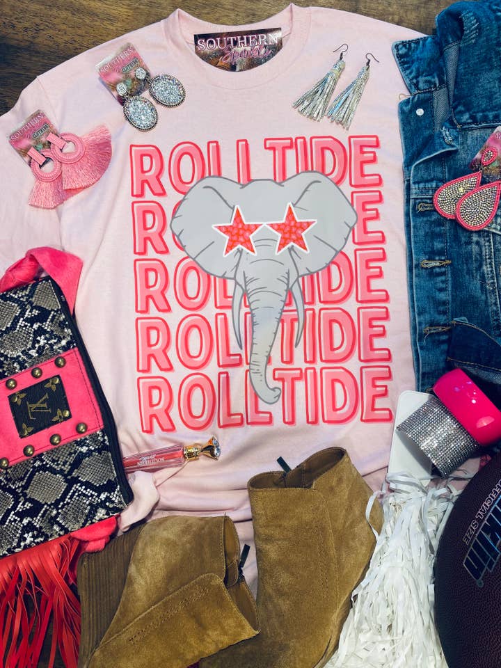 Southern Fashion – wholesale T-shirts med screentryck – Dam – Rulla Tidvåg - Ljusrosa & Mörkrosa Tailgating T-shirt