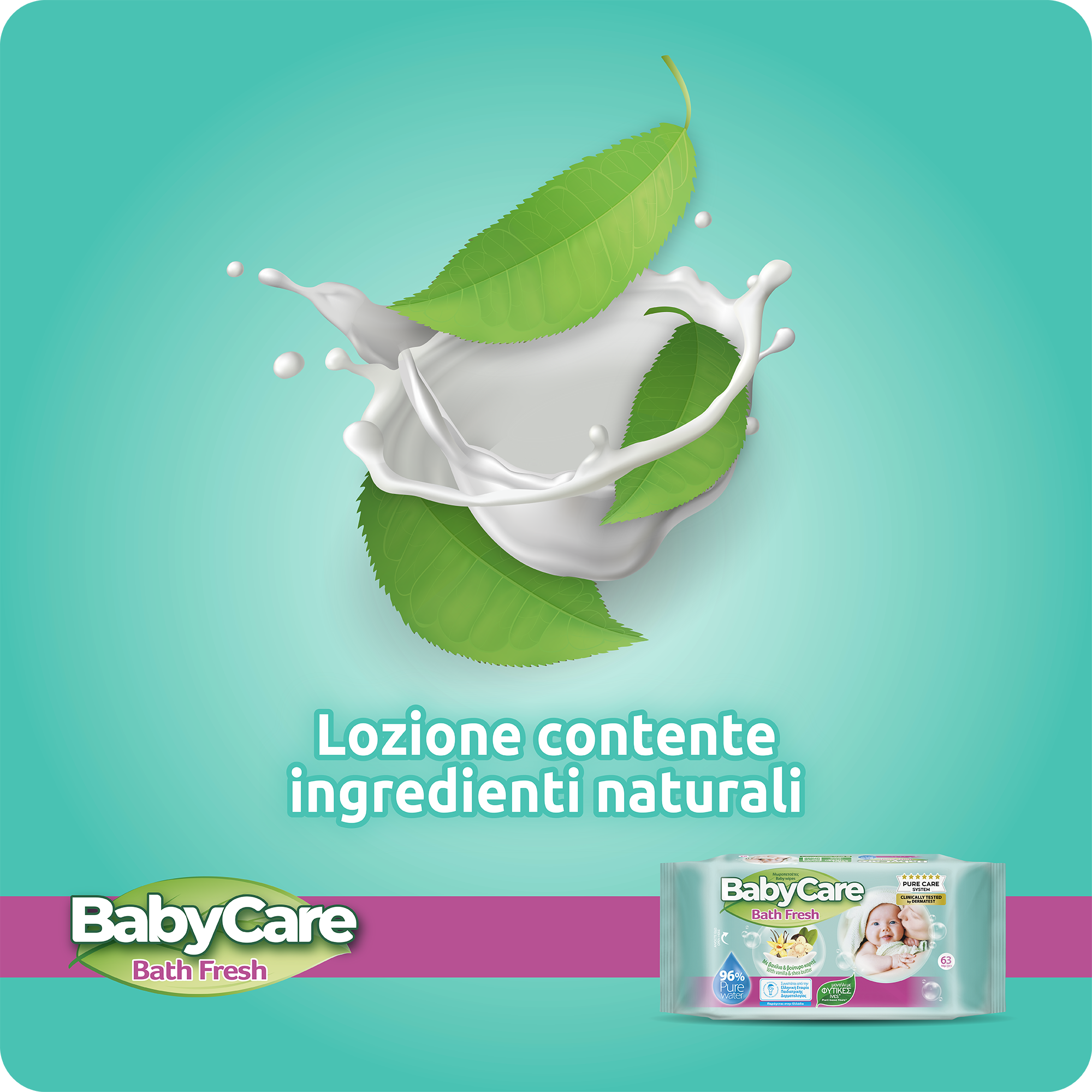 Babylino – Toalhitas para rosto e corpo – Bebé por atacado – Lenços Babycare Aqua Pure com Manteiga de Karité, 54 unidades5