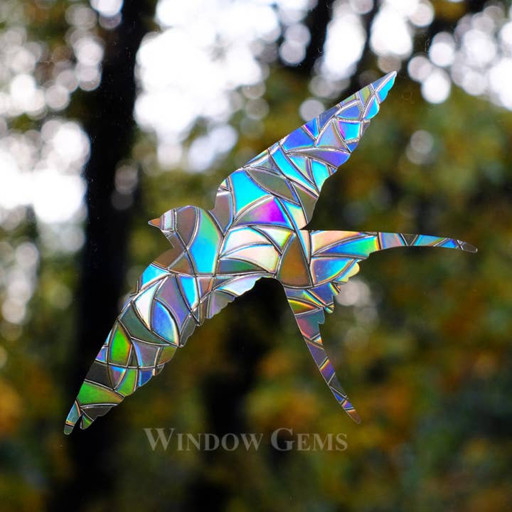 Swallows Window Clings - 7 Prismatic Bird Strike Prevention Decals for wholesale by Window Gems