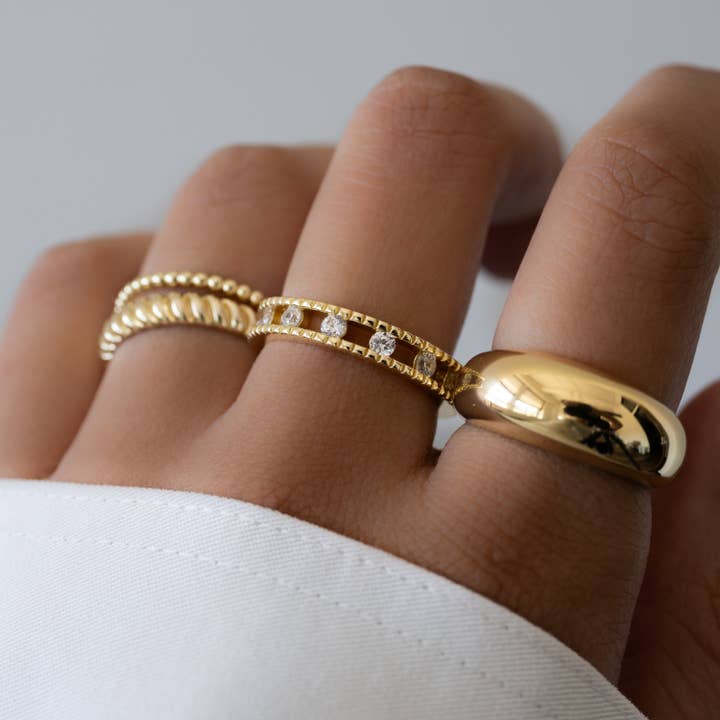 Sami Jewels - Vendita all'ingrosso Anelli multipietra - Anello Double Eternity con borchie1