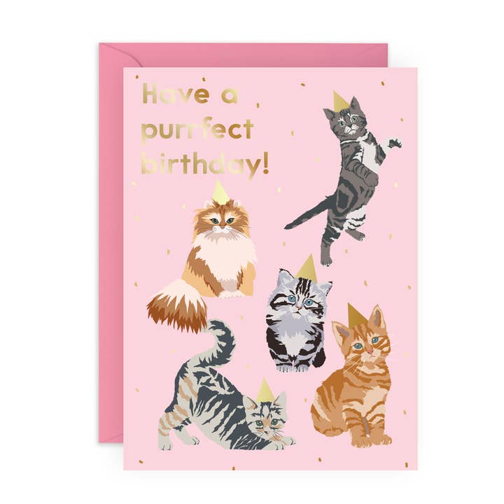 BIRTHDAY HAT CATS Cute Birthday Card for Him, Her for wholesale by Central 23 Cards