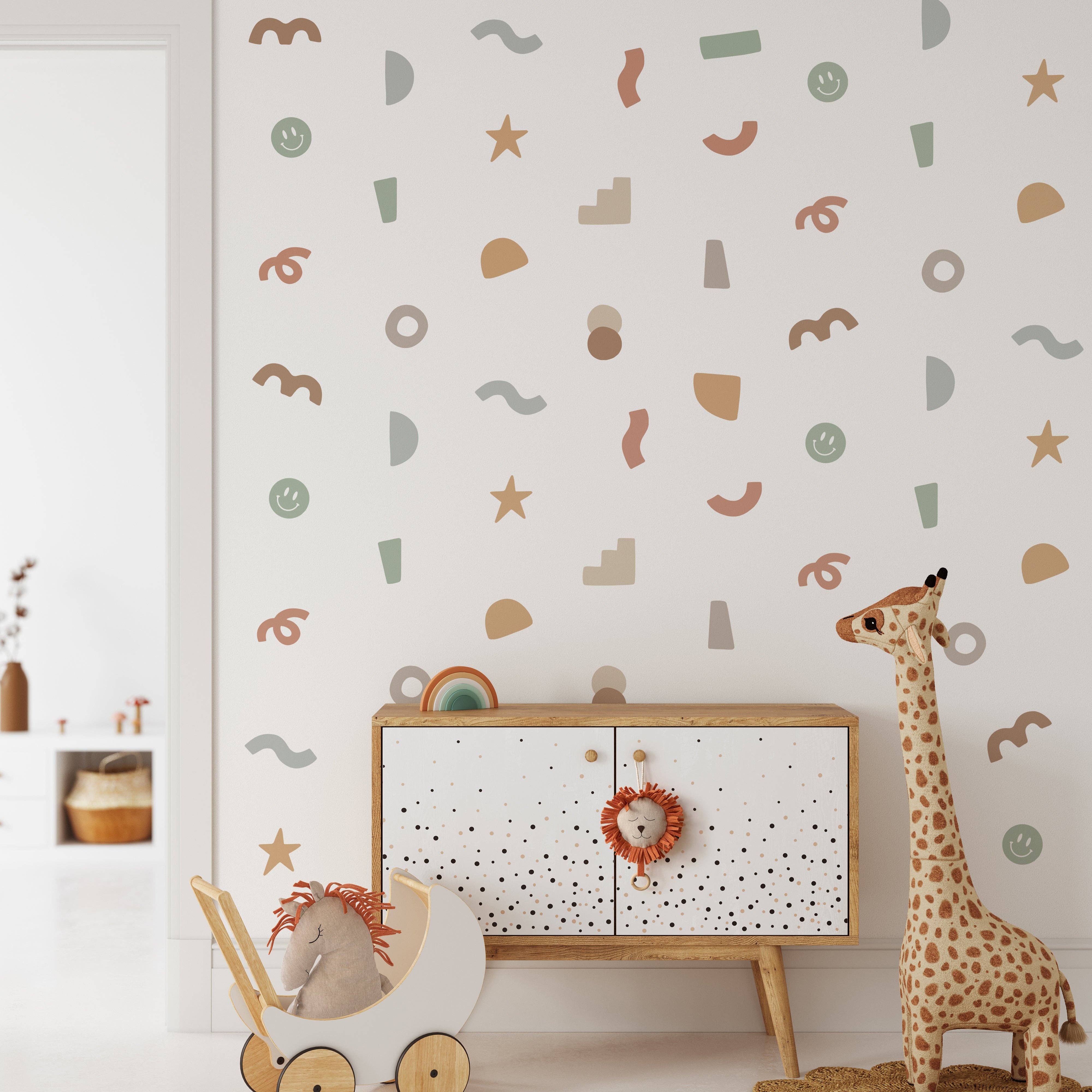 Cherrypick - Wholesale Wall Decor - Kids & Baby - Peel & Stick Fabric Wall Stickers - Abstract Shapes (Earthy)2