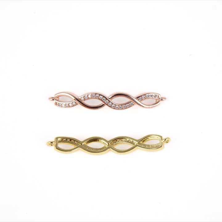 Beads Creation - Vendita all'ingrosso Ciondolo/pendente - Ciondolo a forma di doppia elica a infinito placcato oro