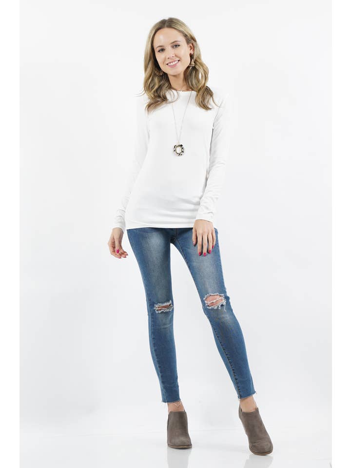 42POPS - Wholesale Knit Top - Women's - ,.0731 Microfiber Long Sleeve Tee SI-2490530