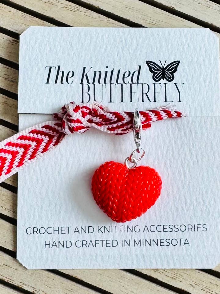Knitted Heart - Red for wholesale by The Knitted Butterfly