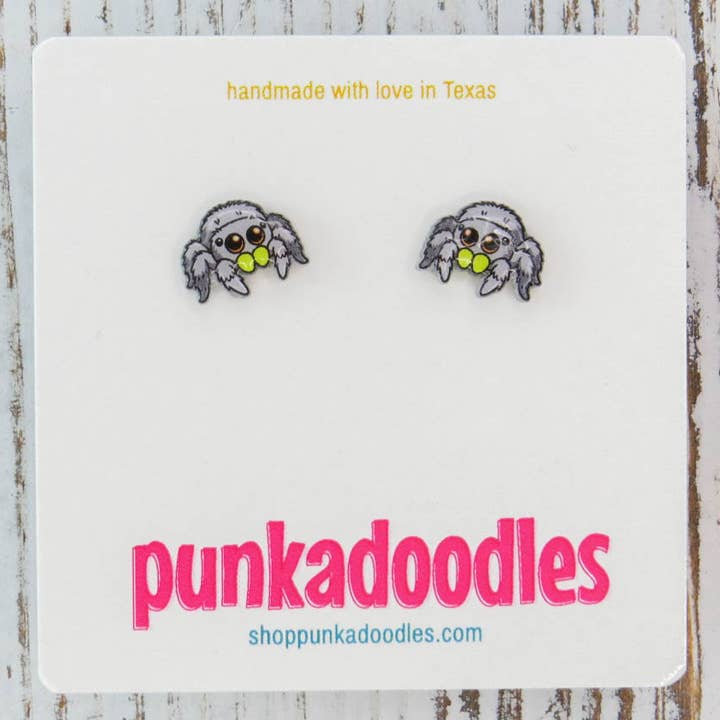 Jumping Spider Earrings for wholesale by Punkadoodles.co