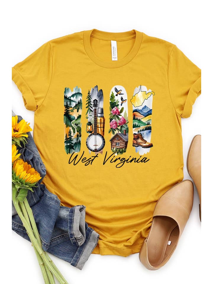 COLORBEAR - Wholesale T-Shirt (Graphic) - Women's - West Virginia State Brushstroke Graphic Tee11