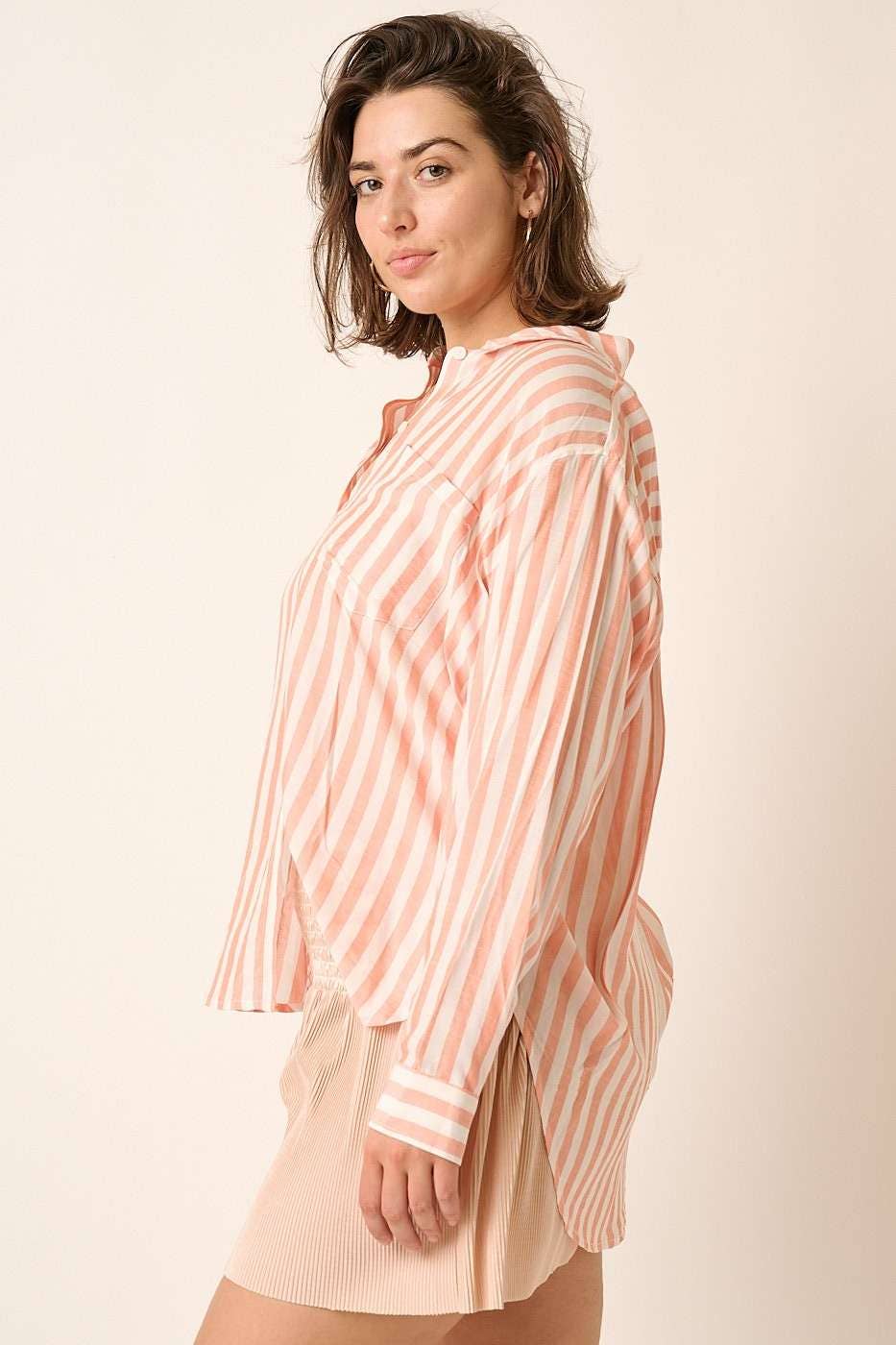 mittoshop – wholesale Buttoned-down shirt – Women's – PLUS STRIPED BUTTON DOWN SHIRT4