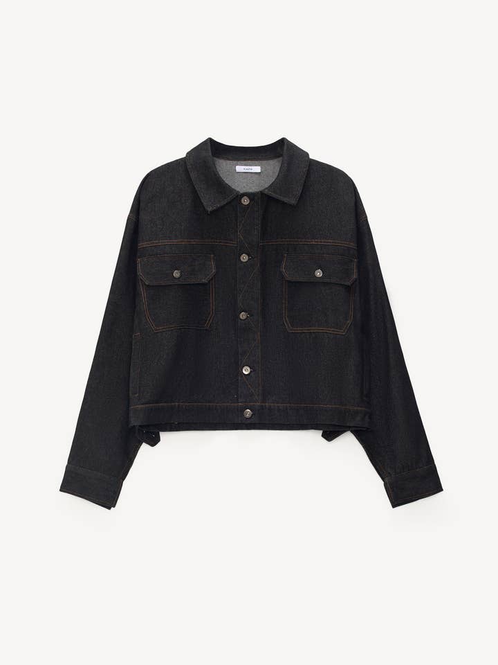 Jacob Denim Jacket In Premium Black for wholesale by Plastik