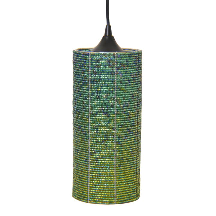 Cylinder, Green Pendant Light for wholesale by Beadworx By Extol Accessories Ltd.
